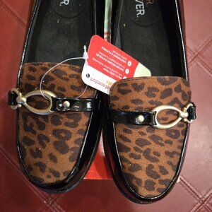 Leopard and Patent Leather Loafers. NIB